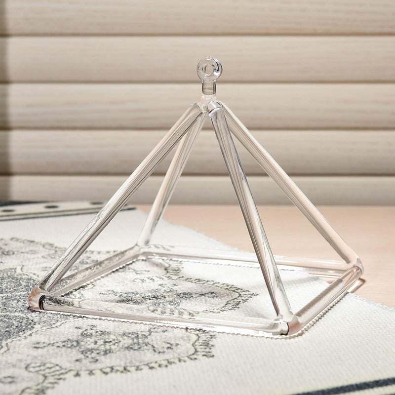 TOPFUND Clear Crystal Singing Pyramid 4 inch with Carrying Case and Quartz Suede Mallet - Image 2